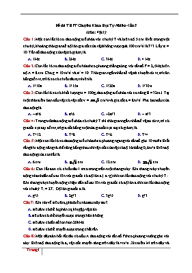 Đề thi thử THPT Quốc gia lần 5 môn Vật lý - Trường THPT chuyên Khoa học Tự nhiên (Có đáp án)